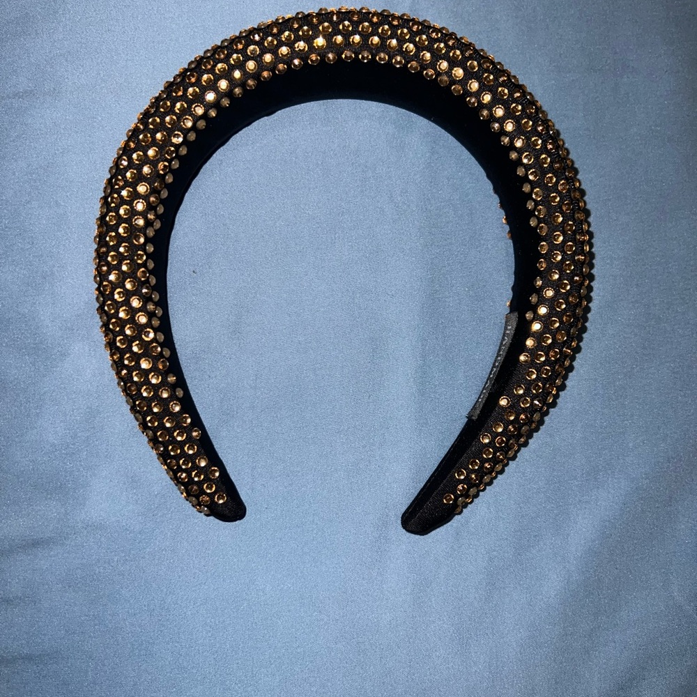 Elegant Black and Gold Studded Headband